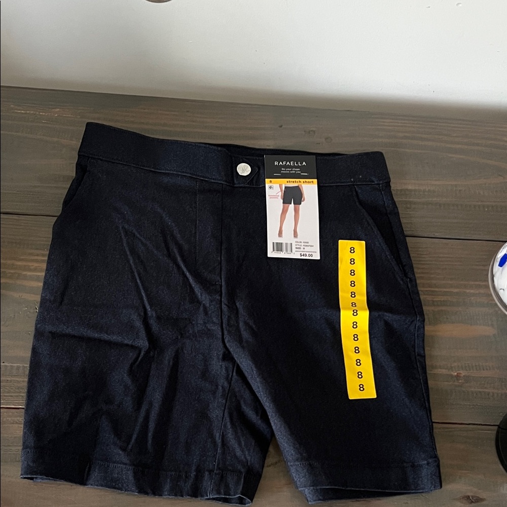 Rafaella dark denim Shorts in size 8. Never worn with tags. Full stretch.